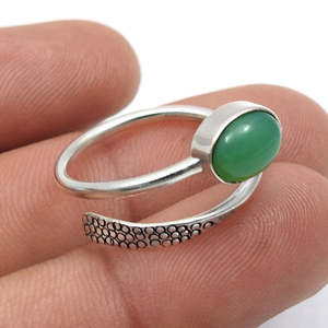 925 <b>Sterling</b> <b>Silver</b> Bulk Lot <b>Rings</b> Bezel <b>Set</b> Oval Cut Chrysoprase Gemstone Bohemian Jewelry Available At Wholesale Price - Product Image 3