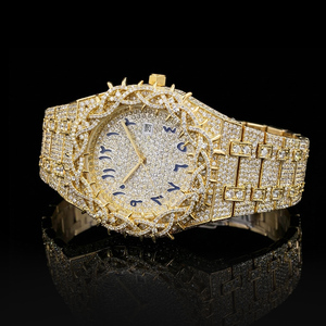 Reloj de Lujo para Hombre con Incrustaciones de Diamantes, Reloj de Pulsera de Cuarzo con Corte Baguette, Resistente al Agua, Estilo Hip Hop - Product Image 1