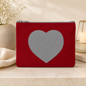 Bolsa de Cosméticos de Yute con Parche de Corazón Personalizado, Bolsa de Maquillaje con Cierre de Algodón Reciclado, 22.5x15cm, Regalo de San Valentín, Fabricante Mayorista OEM ODM - Product Image 6