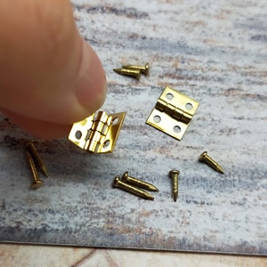 Miniature Scale 1:12 Metal Hinge & <b>Screw</b> <b>Set</b> (<b>Set</b> of 20) Furniture Toy for Dollhouse Decoration for Ages 14+ - Product Image 2