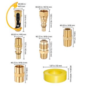 Kit di 7 Pezzi per Connessione Rapida Propano RV, Adattatore Valvola 1/4 Pollici Maschio NPT 3/8 Pollici Maschio Flare, Kit Rapido a Flusso Completo - Product Image 4