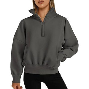 Sudadera Personalizada con Cierre de Cremallera, Ecológica, Transpirable, de Secado Rápido, de Poliéster/Algodón, con Hombros Caídos, para Mujer - Product Image 4