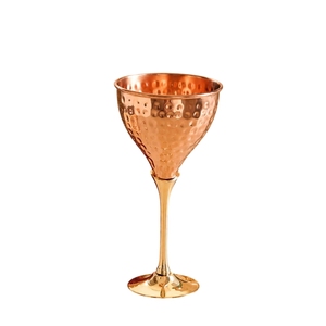 Luxury Dual Tone Pure Copper Hammered <b>Wine</b> <b>Goblet</b> Polished Brass Stem Barware - Product Image 1