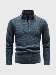 Pull à col montant et demi-zip pour homme, pull en tricot élégant à fermeture éclair pour l'automne et l'hiver, pull zippé confortable et polyvalent pour homme - Product Image 4