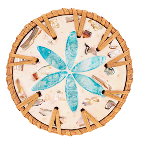 Rattan Mother Of Pearl Coaster <b>Placemat</b> Indian Handmade Rattan Coasters Set with Mother Pearl Mosaic Rattan Coaster - Product Image 6