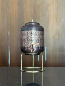 Handmade Copper <b>Water</b> <b>Container</b> with Embossing Pattern Traditional Ayurvedic Drinking <b>Water</b> Storage Vessel for Restaurant - Product Image 2