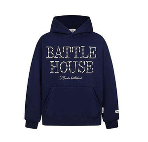 Battle House Hoodie Men's Cotton French Terry <b>Glitter</b> Print Casual Autumn Regular Fit Front Logo <b>Red</b> Navy Black - Product Image 3