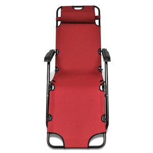 Tumbona plegable de acero rojo de 2 piezas con reposapiés - Product Image 4