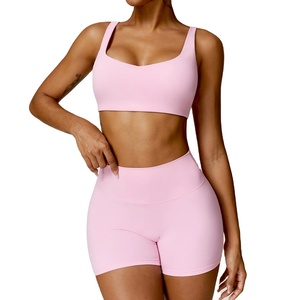 Conjunto de Yoga de alta calidad para mujer 2025, conjunto de Yoga liso elegante personalizado, nuevo sujetador de gimnasio, conjunto de mallas de Yoga - Product Image 1