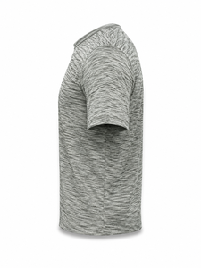 T-shirt à manches courtes gris chiné pour homme, col rond, coupe classique, séchage rapide, en polyester tricoté, vêtement décontracté, logo imprimé sur le devant - Product Image 4