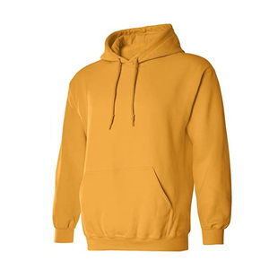 Sweat-shirt à capuche jaune moutarde pour homme, coupe classique, couleur unie, en molleton tricoté, pour l'automne - Product Image 3