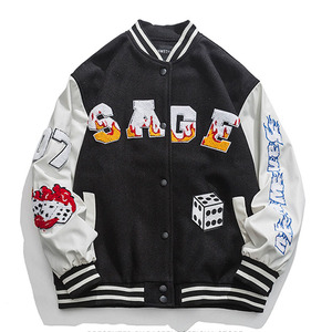 Oem Manufacturer High Quality Winter Embroidery Custom Baseball Letterman Varsity <b>Jacket</b> Stand Front Logo Leather Sleeves Men - Product Image 2