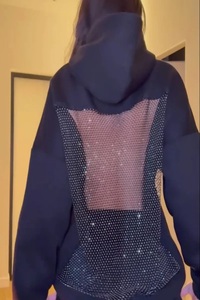 Sudadera Oversize de Invierno para Mujer con Diseño de Malla sin Espalda, Estilo Vestido, Streetwear con Emblema, Fabricante OEM, Venta al por Mayor, Marca Privada - Product Image 3