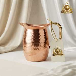 <b>Plain</b> Glossy Pure Copper Water Jug Minimalist Design Handcrafted Ayurvedic Pitcher Sleek Metal Drinkware For Modern Kitchen - Product Image 5