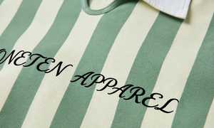 เสื้อไหมพรมแขนยาวลายทางสำหรับผู้หญิง ยี่ห้อ ONETEN APPARELS ผลิตจากเส้นไหม/ฝ้ายย้อมสี สำหรับเสื้อเชิ้ต สีเขียวเบจ สไตล์ลำลอง - Product Image 6