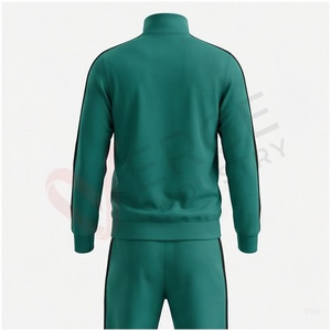 Conjunto Deportivo Verde para Hombre, Manga Larga, Cuello Alto, Cierre Frontal con Cremallera, Color Sólido, Transpirable, Antibacterial, Ligero, Casual, Corte Regular - Product Image 2