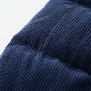 Chaqueta acolchada de pana azul marino para hombre, cuello alto, cierre de cremallera, cortavientos, informal de invierno, gruesa, con relleno de poliéster, corte regular - Product Image 5