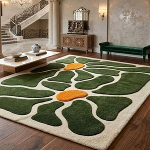 Tapis de luxe abstrait à motifs floraux, tissé à la main, doux et moelleux, antidérapant, pour salon, chambre, hall d'hôtel, tapis décoratif - Product Image 2