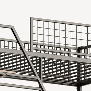 Full-Size Loft Metal <b>Bed</b> with <b>LED</b> Lighting and Charging Station for Bedroom and Dormitory Black Color - Product Image 4