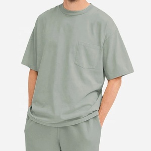 T-shirts d'été pour hommes en coton biologique avec poche, couleur unie, personnalisables, col rond, en jersey - Product Image 4