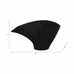 Jarrón de Metal Moderno para Mesa, Color Negro, Diseño de Boca Ancha, 12x7x3 Pulgadas, Decoración - Product Image 1