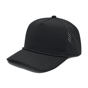 Wholesale Custom Black Sporty Cap Laser Cut 5-Panel Golf <b>Hat</b> Structured Rope Cap High Crown Baseball Cap Outdoor Multicolor - Product Image 1