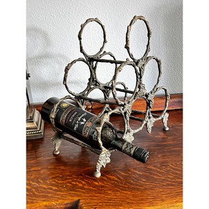 Vintage Cast Iron <b>Wine</b> Rack With Grape Design Rust Resistant Metal Holder For Home Bar Storage - Product Image 2