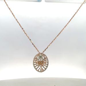 Collier pendentif ovale en dentelle avec diamant véritable Ziona en or rose 18 carats - Product Image 5