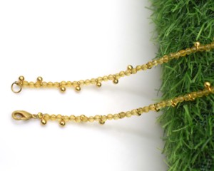 Chaîne de cheville réglable en or 18 carats plaqué or avec pendentif citrine, style minimaliste de luxe, pour unisexe, à porter au quotidien - Product Image 3