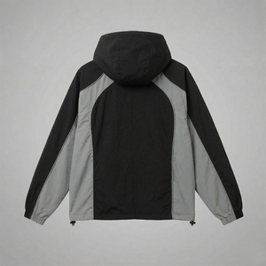 New Arrivals Custom Embroidery Logo Black Gray Men's Nylon <b>Wind</b> <b>Breaker</b> Trousers Sets For Summer Wear Men Sets Streetwear Jacket - Product Image 5