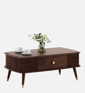 Premium Class Unique Solid Acacia Wooden <b>Oval</b> Shape Walnut Finish Piler Style Sides Home Hotel Living Room Office <b>Coffee</b> <b>Table</b> - Product Image 2