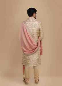 ชุดสัลวาร์ คามีซ พรีเมียม รอยัล กรูม สำหรับงานแต่งงานผู้ชายอินเดีย-ปากีสถาน แบบดั้งเดิม ผ้าไม่ยับ ป้องกันแสงแดด - Product Image 3