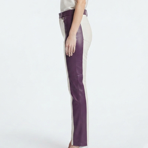 Pantalones de Cuero para Mujer con Botones, Pantalones de Cuero Ajustados para Mujer, Pantalones de Cuero 100% para Dama con Bolsillos - Product Image 3