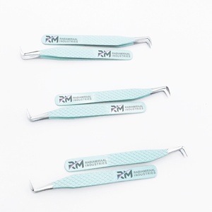Pince à cils RABIAMIRAAL INDUSTRIES en acier inoxydable, pointe lisse, outils de précision, revêtement poudré bleu clair, pointe argentée - Product Image 5