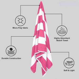 Serviettes de plage rayées Cabana en gros, 600 GSM, sans sable, pour voyages au Royaume-Uni - Product Image 6