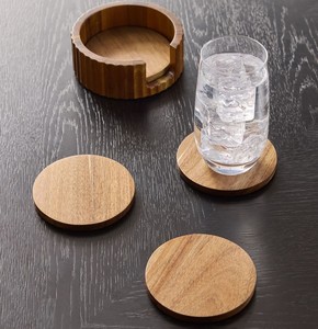 Neat Finish Wooden Coasters Round Set Heat Resistant Drink Pad for Coffee Tea Mug Glass Non Slip Table Guard Dining Kitchen Home - Product Image 4
