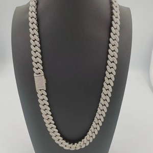 Collier chaîne cubaine en moissanite, style Miami Curb, serti de pierres, bijoux de luxe Hip Hop, cadeau pour hommes et femmes - Product Image 1