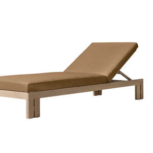 Chaise longue minimaliste moderne en teck massif, cadre ouvert, dossier réglable, pour extérieur, piscine, hôtel, villa, mobilier de resort - Product Image 6