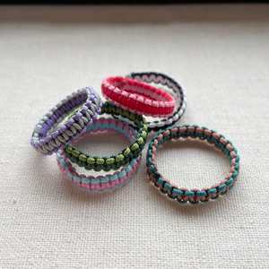 Anillos Apilables Finos de Macramé |   Joyería Minimalista de Cordón Tejido |   Piedra Natural Certificada IGI, Estilo Náutico |   HARI OM - Product Image 3