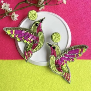 Handmade Beaded Hummingbird <b>Earrings</b> Beads Embellished Hand Crafted Parrot <b>Stud</b> <b>Earrings</b> from the brand BaubleBar - Product Image 5