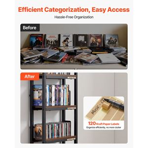 Media Storage Cabinet with 4 Shelf DVD Organizer Drawers 15.75 X 11.81 X 56.50 Multimedia <b>Bookcase</b> for CDs - Product Image 5