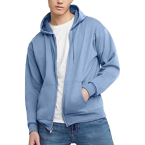<b>Men's</b> Gray Hooded <b>Zip</b>-<b>Up</b> Sweatshirt Regular Fit Casual Wear Winter Season 100% Cotton French Terry Fabric Unisex Hoodie - Product Image 4