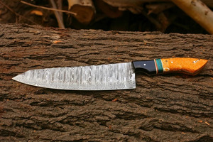 Damascus Steel Chef <b>Knife</b> Resin Handle Turquoise Spacer Kitchen Culinary <b>Carving</b> Slicer <b>Knife</b> With Sheath Wholesale B2B OEM - Product Image 5
