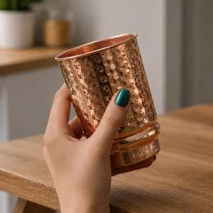 Copper Hammered Metal Tumblers Modern Drinkware for Water <b>beer</b> serving Glass Unique design Home Decor Eco-Friendly Mug - Product Image 4