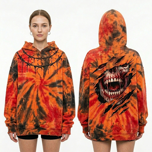 Sweat-shirt à capuche tie-dye violet pour femme, motif coucher de soleil néon rétro, style synthwave vintage des années 80, pull personnalisé, fournisseur de vêtements - Product Image 5