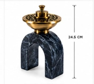 Brûleur d'encens de style chinois en aluminium marbré bleu de qualité supérieure, avec couvercle métallique décoratif, fait main, luxe, décoration d'intérieur - Product Image 3