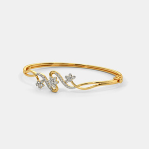 กำไลข้อมือทองคำประดับเพชรเพาะเลี้ยงรูปดอกไม้ที่งดงาม - Product Image 4