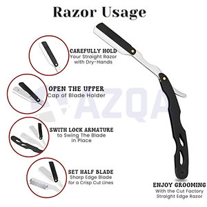 Rasoir droit en acier inoxydable avec manche ergonomique noir pour le rasage professionnel et l'entretien de la barbe - Product Image 5