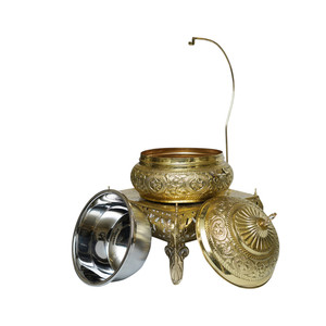 Cubierta de latón de tres estrellas para calentador de alimentos, diseño antiguo hecho a mano en oro, olla interior de acero inoxidable de 5L, para hoteles y restaurantes - Product Image 5