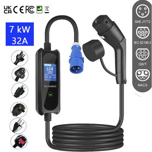 เครื่องชาร์จรถยนต์ไฟฟ้าอัจฉริยะแบบพกพา 7kW 32A IP55 รองรับ WiFi / Tuya / ควบคุมผ่านแอพ OEM ODM พร้อมปลั๊ก GBT to CEE - Product Image 1